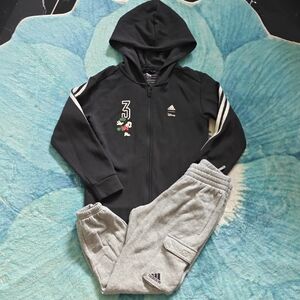Adidas Black and Gray Sweatpants Athletic Joggers